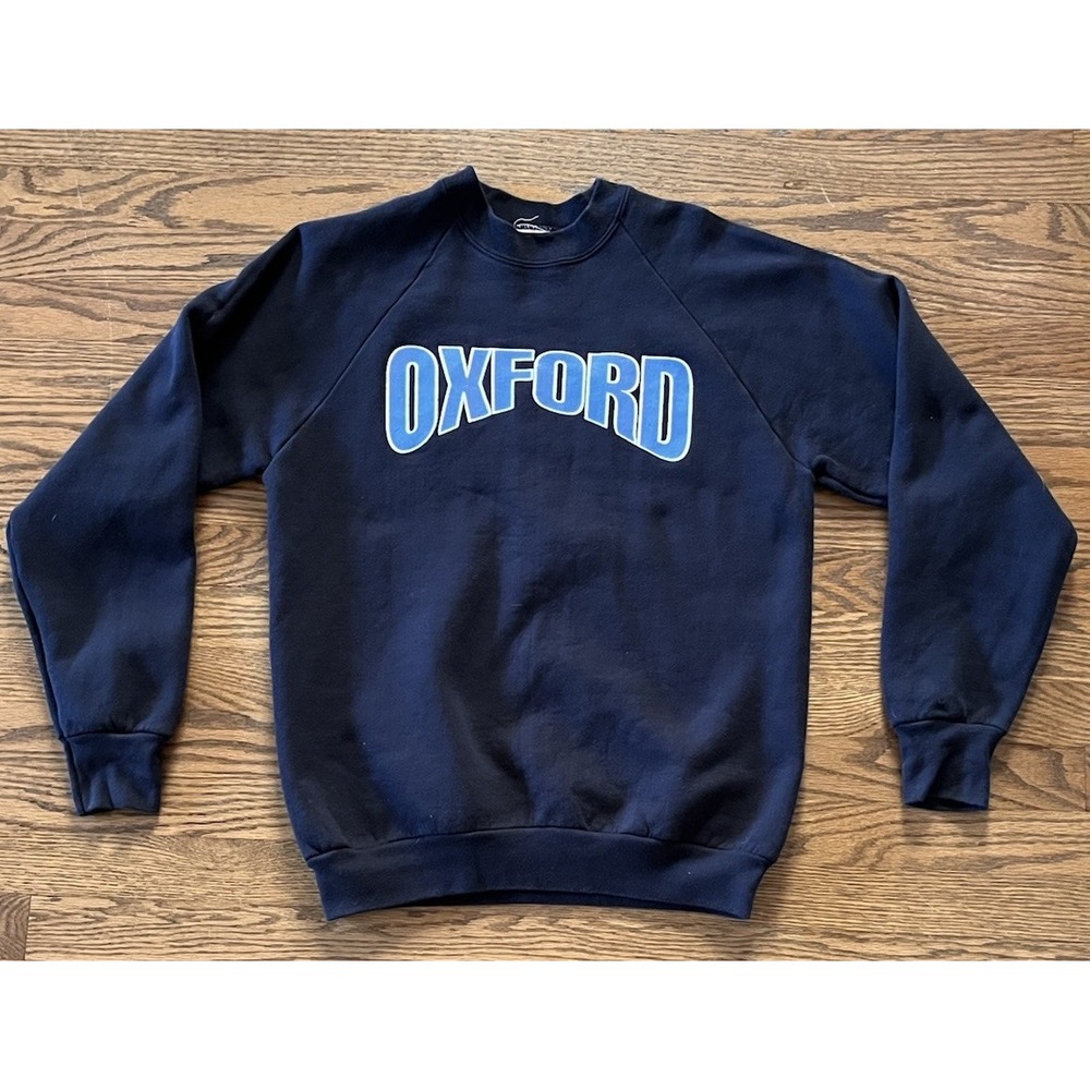 VTG 90s‎ Oxford Navy Blue Crewneck Sweatshirt Fruit Of The Loom Men's Large